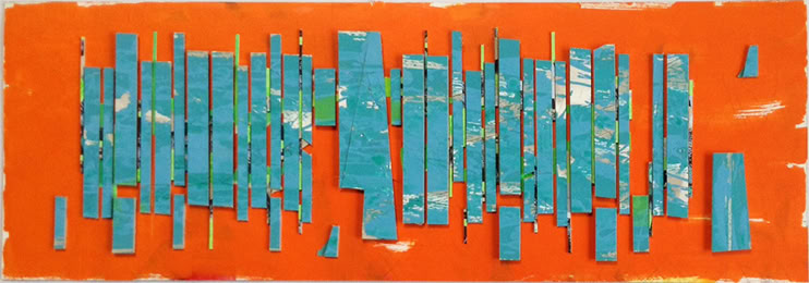KLEINES TÜRKIS-ORANGE, 2013, Acryl auf Karton, 28,5 cm x 78 cm