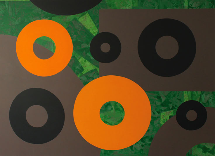 ORANGEGRÜN I,  Acryl auf Nessel, 140 cm x 190 cm, 2012
