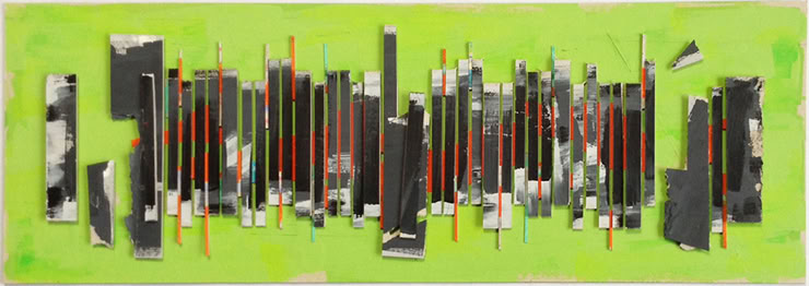 KLEINES SCHWARZ-GRÜN, 2013, Acryl auf Karton, 28,5 cm x 78 cm